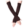 thumbnail image 3 of 1 Paire de Gants Sans Doigts pour Filles Style Simple Gants Confortables Tricotés Couvre-Bras pour Extérieur Café, 3 of 5