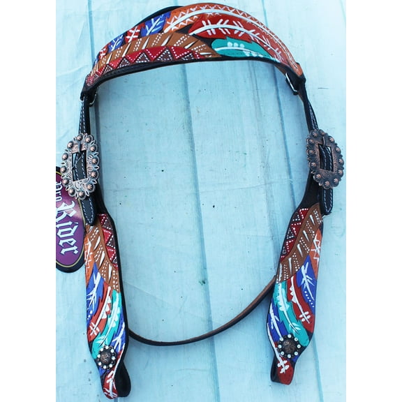 Horse Show Bridle Western Leather Rodeo Headstall Dark Brown 8850HB