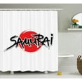 thumbnail image 1 of Japanese Shower Curtain Set, Original Samurai Lettering over Sun Figure Emperor Man Power Superior Force Artful Theme, Bathroom Decor, Red Black, by Ambesonne, 1 of 1