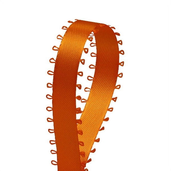 Orange Satin Ribbon Feather Edge 3/16 inch 50 Yards