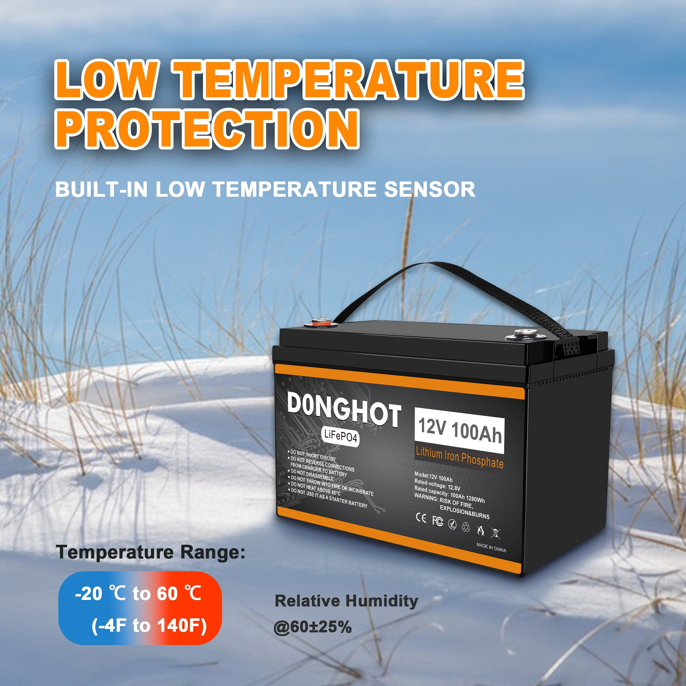 D0NGHOT 100Ah LiFePO4 Lithium Battery for Trolling Motor 12 Volts Deep Cycle Marine Battery for Boat RV