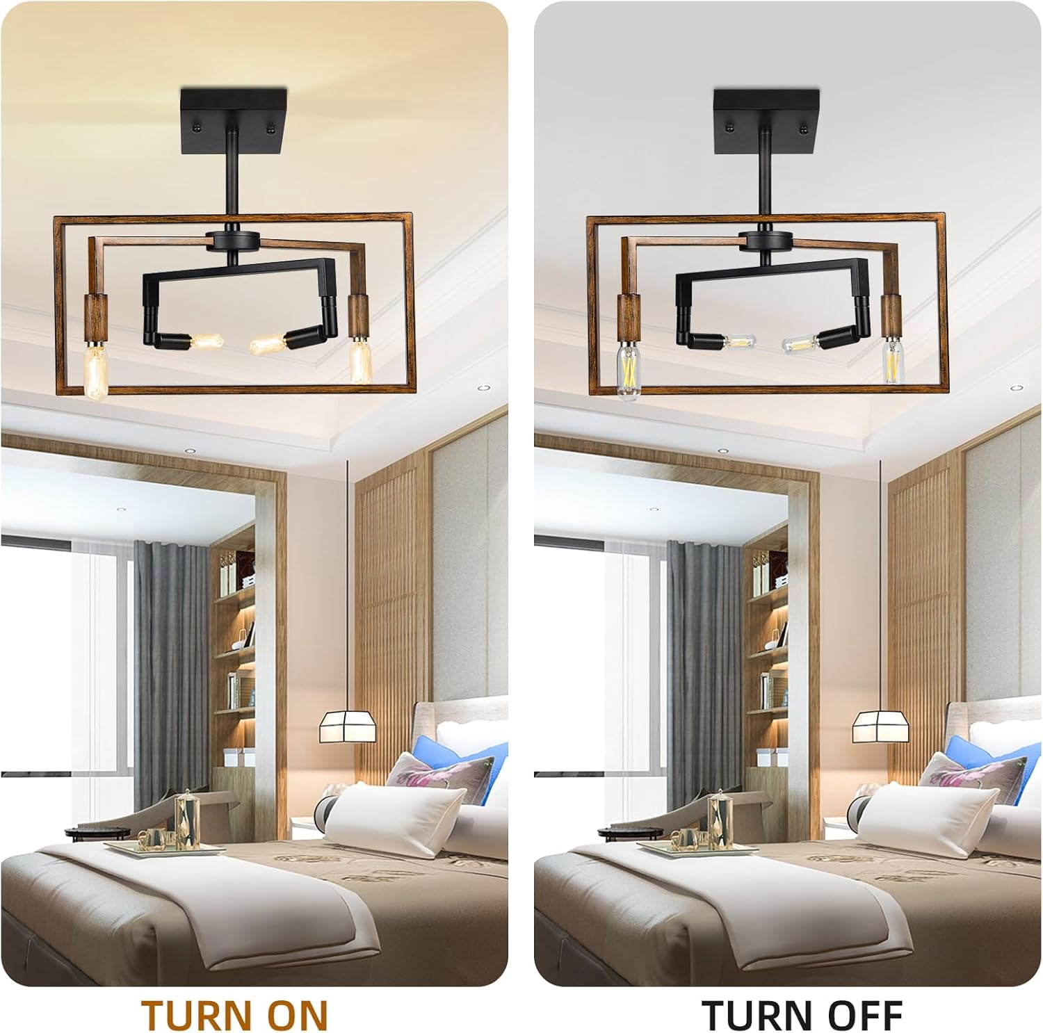Jinyi 4-Light Vintage/Industrial/Farmhose Dimmable Flush Mount Lights