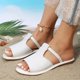 thumbnail image 4 of Zapatos Negros de Mujer de Moda Y Versátil Color Sólido Peep-Toe Plus Tamaño Primavera Y Verano Estilo Moderno Y Cómodo Open-Toe Zapatillas Planas Zapatos de Trabajo Blancos, 4 of 9