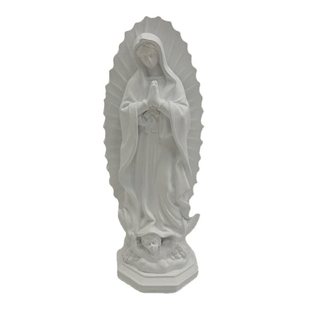 Resin Mary Statue Blessed Mother Sculpture Collection Handmade Religious for Wedding Home Desktop Patio , white