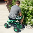 thumbnail image 2 of Sunnydaze Steel Rolling Garden Cart with Swivel Seat, Tool Tray, and Basket, Green, 2 of 13
