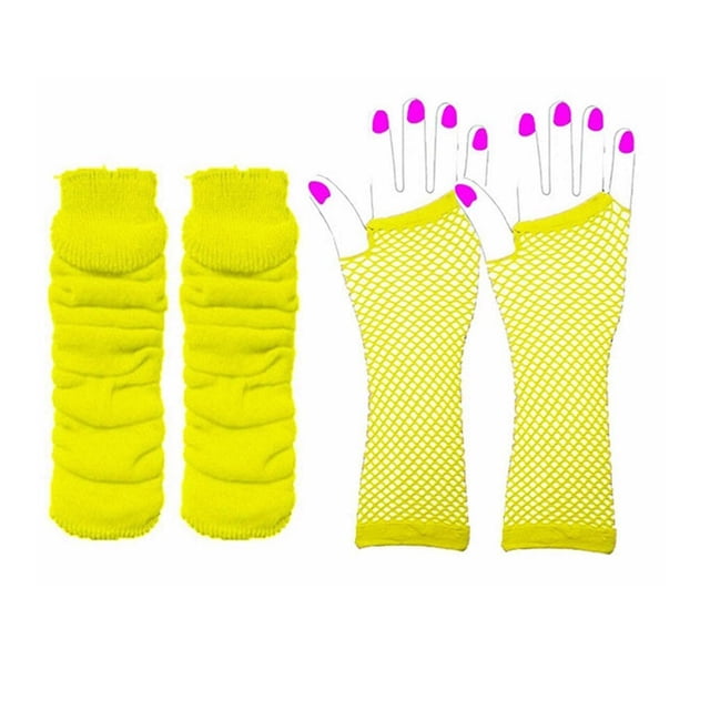 Guante de red Minnieouse disfraz de mujer guantes largos elásticos amarillo
