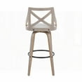 thumbnail image 2 of Set of 2 - 30" Light Grey Wood & Cream Noise Fabric Farmhouse Barstools with Swivel & Black Metal Footrest by LumiSource, 2 of 5