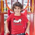 thumbnail image 3 of Tee Hunt Take a Stretch Break Youth T-Shirt Funny Dachshund Dog Lover Pet Owner Kids, Red, Medium, 3 of 5