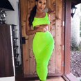 thumbnail image 2 of Women's Suspender Skirt Two Piece Set High Waist A-Line Long Skirt Splicing Street Fashion Sleeveless U-Neck Dress S M L XL, 2 of 4