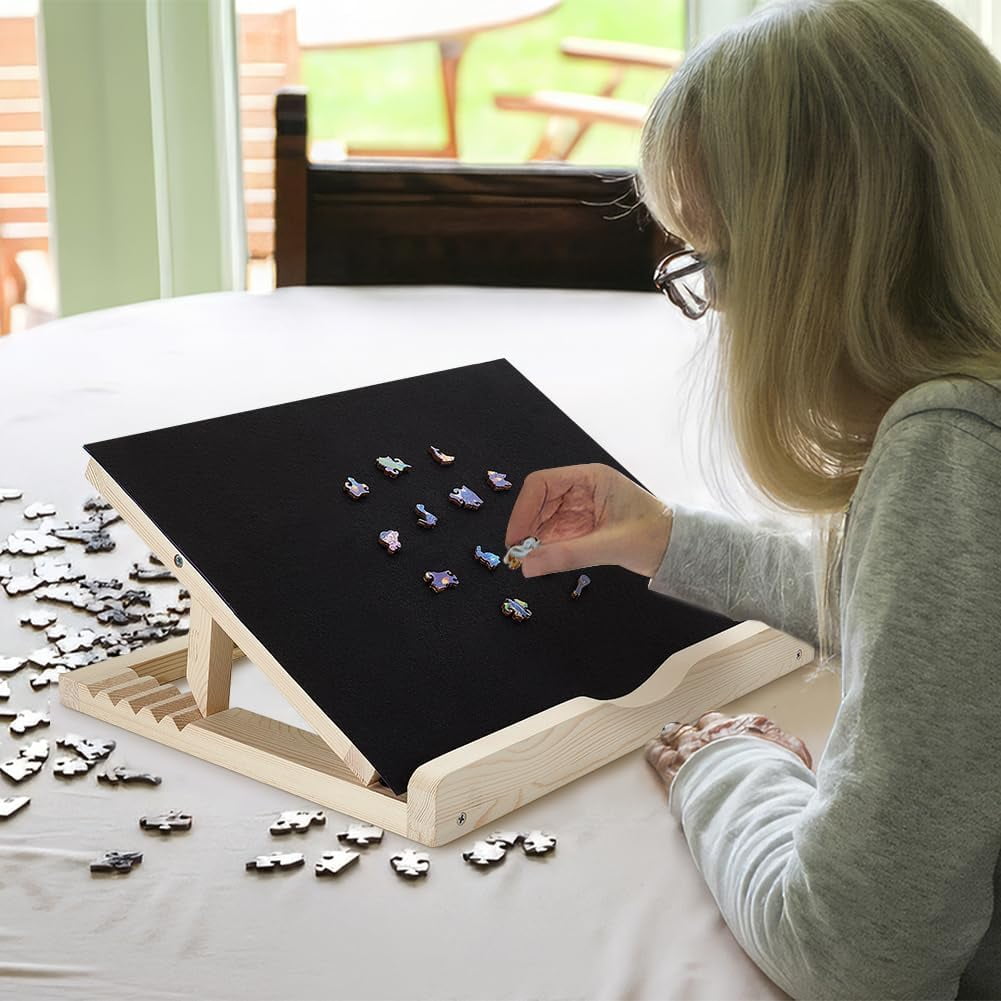 Board Stand with 3 Adjustable Tilt Angles 15.7x12.5 inch Wood Easel Large Wooden Holder Portable Wooden Stand Horizontal Wooden Bracket for Table Adults Activities Birthday Mixed Color