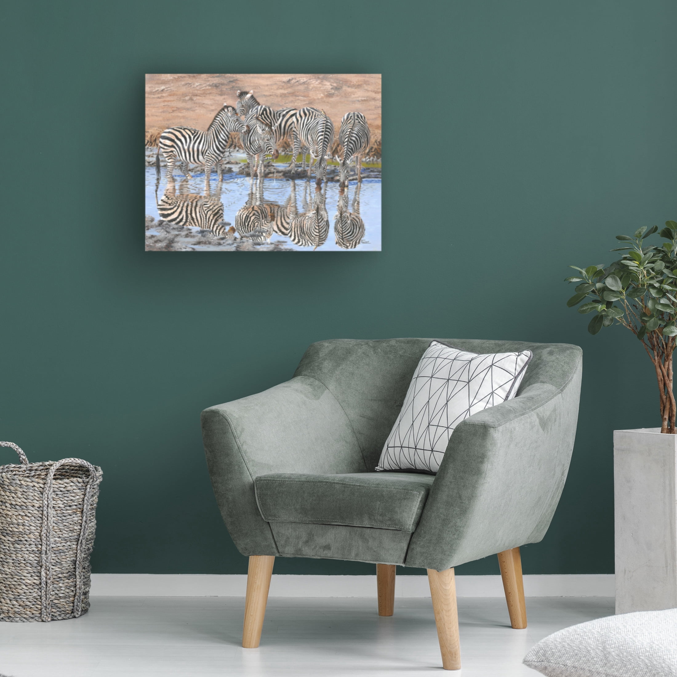 Canvas Wall Art - Delene Lambert 'Zebra Reflections' Wall Art for Living Room, Bedroom, or Office Décor by Trademark Fine Art - 24 x 18 Inches