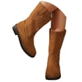 thumbnail image 3 of UngA Women Boots Mid Calf Low Heel Slouchy Suede Slip On Casual Boots with Side Zipper Boot for Women Khaki,Size 9, 3 of 7