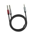 thumbnail image 1 of Cable de guitarra estéreo con entrada y salida de audio. Conector TRS de 3,5 mm (1/8") a doble conector de 6,35 mm (1/4"). 1 metro, 1 of 9