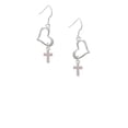 thumbnail image 2 of Delight Jewelry Silvertone Small AB Crystal Cross Open Heart French Earrings, 2 of 4