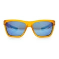 thumbnail image 6 of Xloop Mens Rectangle Sport Classic Wrap Horned Plastic Sunglasses Orange - Blue Mirror, 6 of 8
