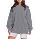 thumbnail image 2 of ICHUANYI Clearance Fashion Women Comfortable Casual Pocket Color Long Sleeve Round-Neck Blouses T-shirt Tops(Gray, L) ICHUANYI WER2023081511745, 2 of 9