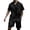 Black, variant on Mens Short Sets 2 Piece Outfits Summer Soft Breathable Button Down Shirt With Shorts Lightweight Daily Wear Beach Vacation Set Black L