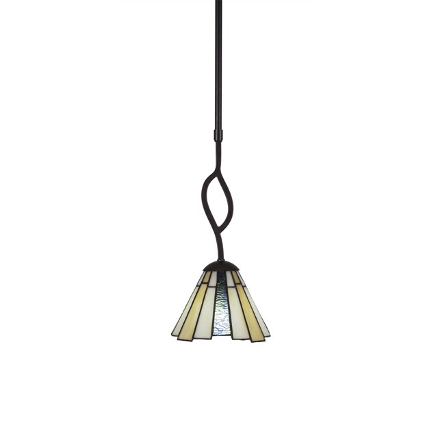 Mini colgante de luz Revo 1 en acabado de granito oscuro con 7 cristales de arte Sequoia
