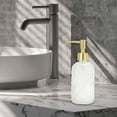 thumbnail image 6 of Unique Bargains 1 Pc Cylinder Argyle Soap Dispenser 12.17oz Clear Gold Tone, 6 of 6