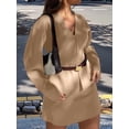 thumbnail image 4 of Women'S 2 Piece Sets Early Fall Front Opening Cardigan and Mini Skirt Knit Outfits Top B - Khaki M, 4 of 6