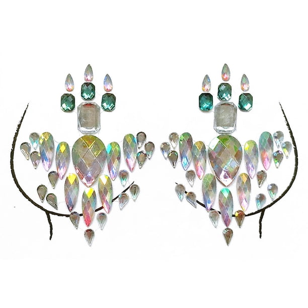 Pegatinas de tatuaje, tatuaje temporal para hombres, mujeres y adultos, exquisita pegatina acrílica para el pecho, arte de diamante, decoración para fiesta de carnaval, pincel de maquillaje.