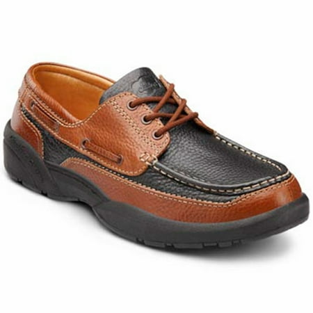 Dr. Comfort Patrick Men's Boat Shoe: 7 X-Wide (3E/4E) Chestnut/Black