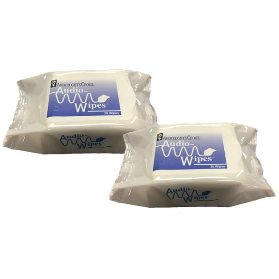 Audiowipes Towelettes Portable Pouch - by Audiologist's Choice (2 Pack)