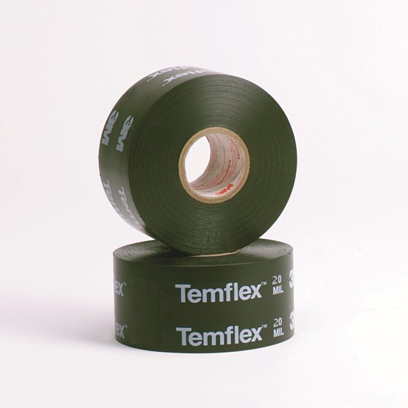 3M Temflex Vinyl Corrosion Protection Tape 1200, 2 in x 100 ft, Printed, Black, 12 rolls/Case