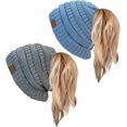 thumbnail image 1 of SURJDE Ponytail Messy Bun BeanieTail Women's Beanie Solid Ribbed Hat Cap, 1 of 7