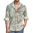 thumbnail image 2 of Vintage Map Casual Shirts Men The World 1801 Print Shirt Long Sleeve Fashion Harajuku Blouses Autumn Design Clothes Large Size, 2 of 6