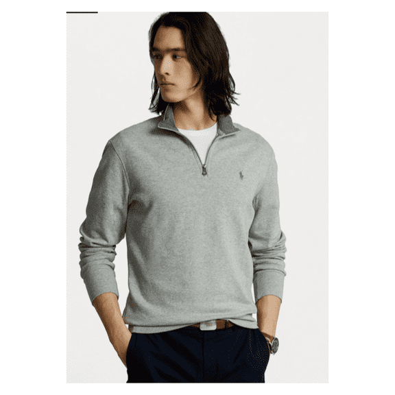 POLO RALPH LAUREN Big & Tall Long Sleeve Lux Jersey Half Zip (Andover Heather, 2XB, XX-Large Big)