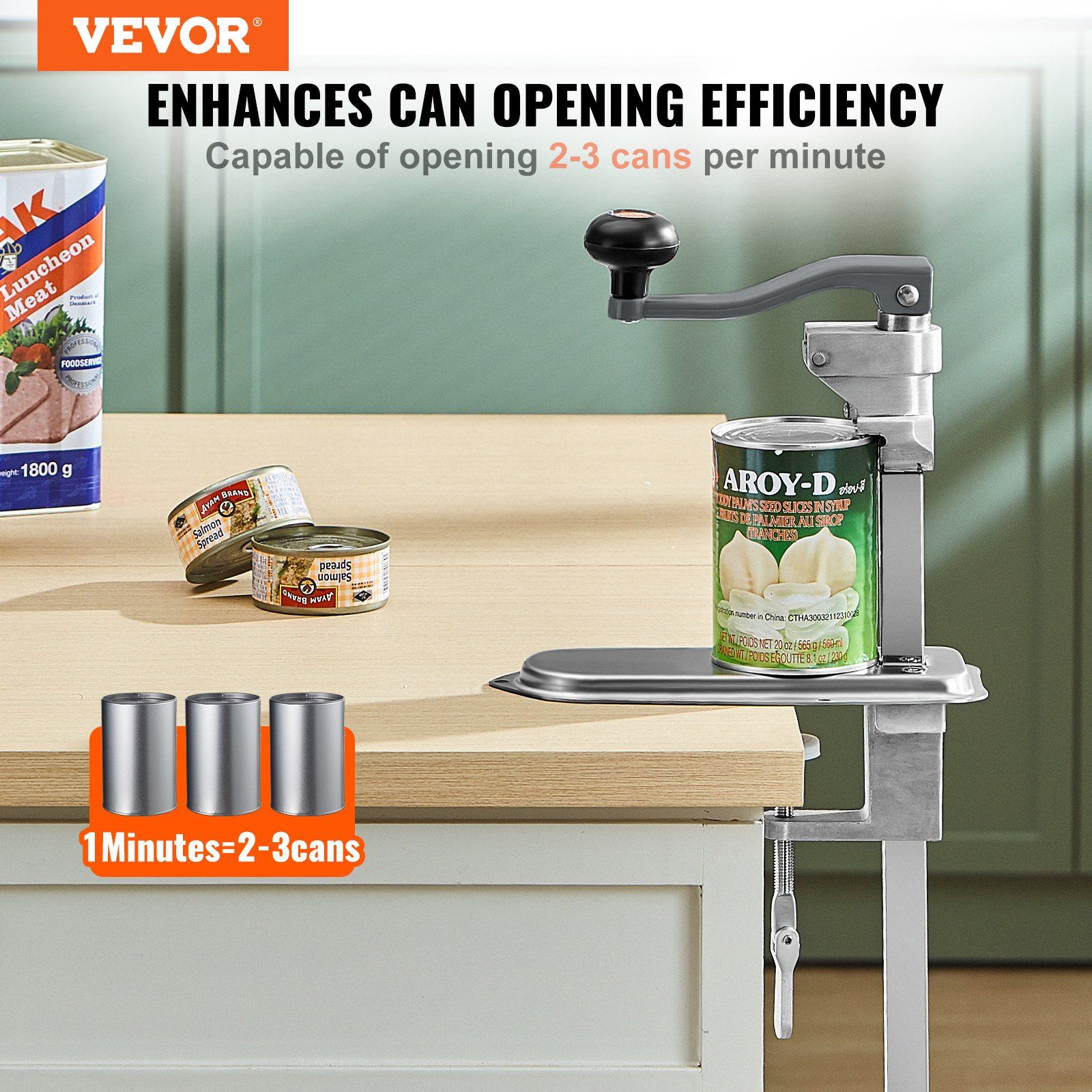 Heavy Duty Commercial Can Opener, Adjustable Table Clamp Opener for Large Cans (Up to 15.7"), Industrial Jar & Can Opener with Stable Base – for Restaurant, Hotel, Home, Bar Use