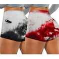 thumbnail image 2 of Gibobby Pantalones dama Pantalones cortos elásticos teñidos con para mujer, bolsillos de motorista de Yoga, pantalones de Fitness para correr, pantalones de Yoga arrugados(Rojo， M), 2 of 5