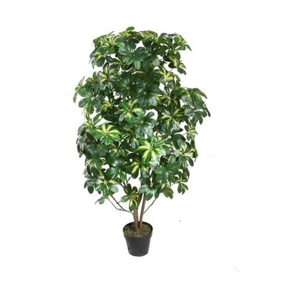 51 in. Decorative Potted Artificial Two Tone Green Scheffera Plant Tree