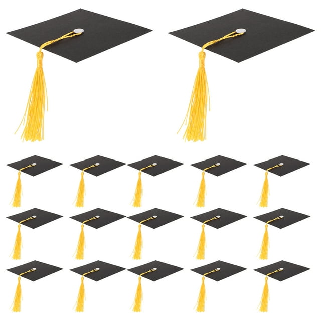 20pcs de graduación de graduación Topcake Toppers Black Doctoral Grad Sombrero con Tassel Creative Chocolate Candy Decorations para suministros de fiesta de graduación