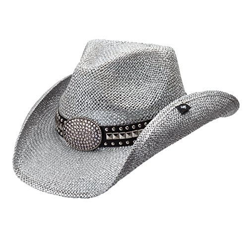 Peter Grimm Women s Gila Drifter Rhinestone Cowgirl Hat Metallic Silver Walmart