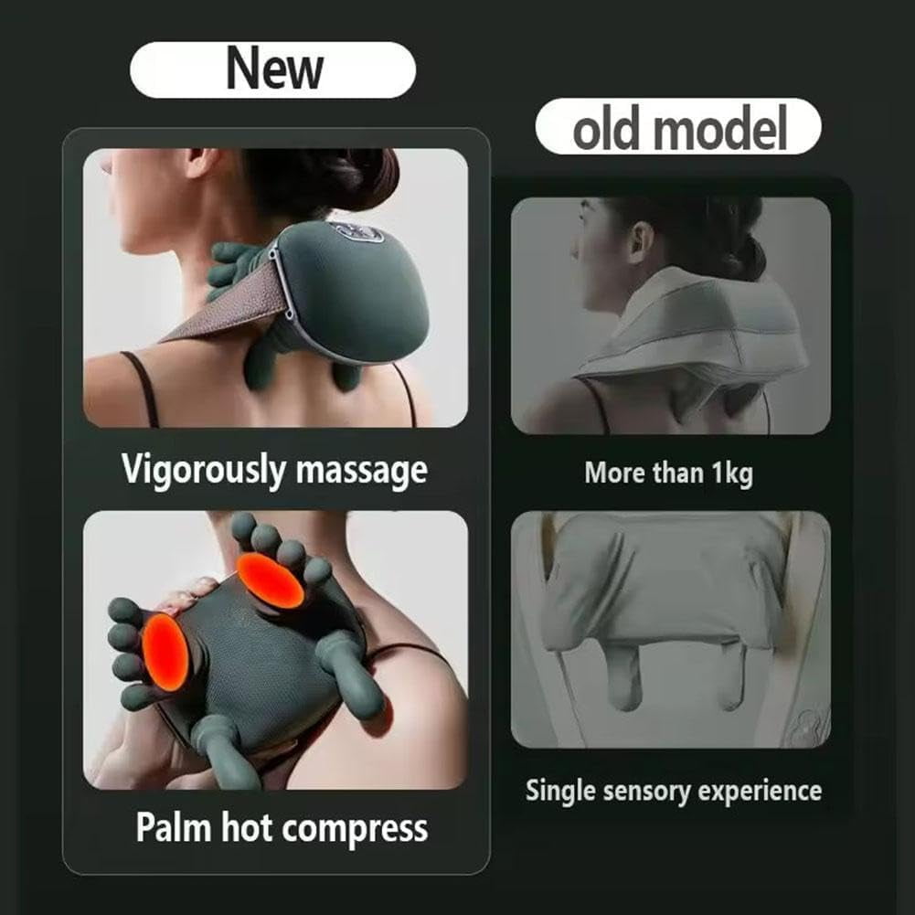Bionic Hand Heating Massage Device, Portable Shiatsu Neck and Back Massager, Electric Deep Tissue 4D Kneading Massage, for Pain Relief and Muscle Relax