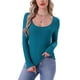 thumbnail image 1 of Camisetas térmicas para mujeres INSPIRE CHIC, capa base de manga larga, ropa interior, tops de pijama de otoño e invierno, camiseta básica en azul lago, 1 of 6