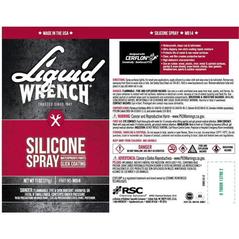 walmart silicone lubricant spray LIQUID WRENCH Silicone Spray Lubricant, Waterproof Rustproof, 11 oz, 3 Pack