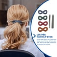 thumbnail image 2 of 4Pcs Leather Hair Barrette Hair Stick Ponytail Holders Leather Hair Accessories, 2 of 6