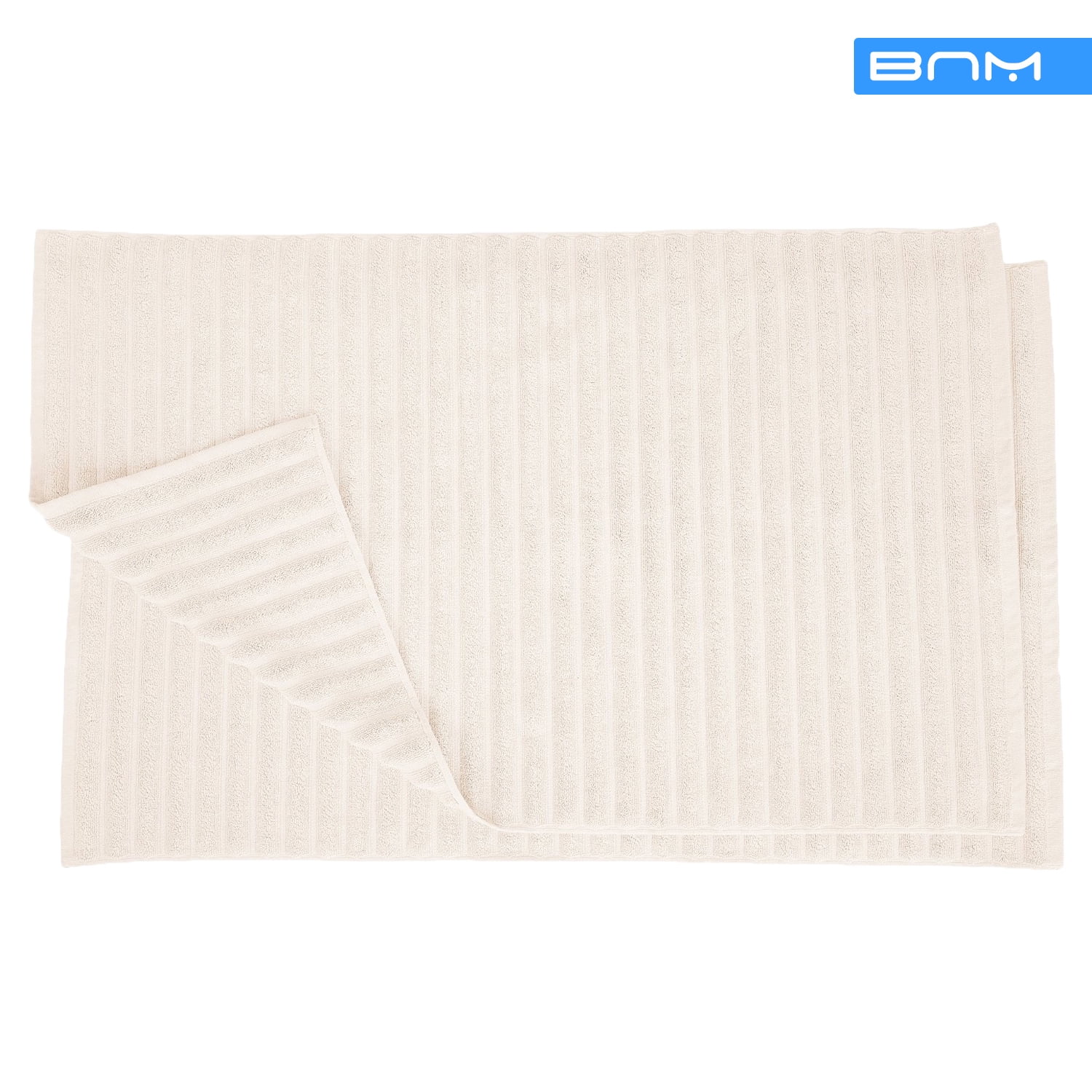 Lined 100 Combed Cotton Bath Mats Set for Bathroom 2 Piece, Ivory