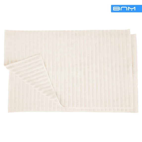 Lined 100% Combed Cotton Bath Mats Set for Bathroom 2 Piece, Ivory