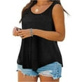 thumbnail image 4 of Plus Size Women Solid Color Sleeveless Casual Tank Tops Crew Neck Simple Camisole 5XL, 4 of 4