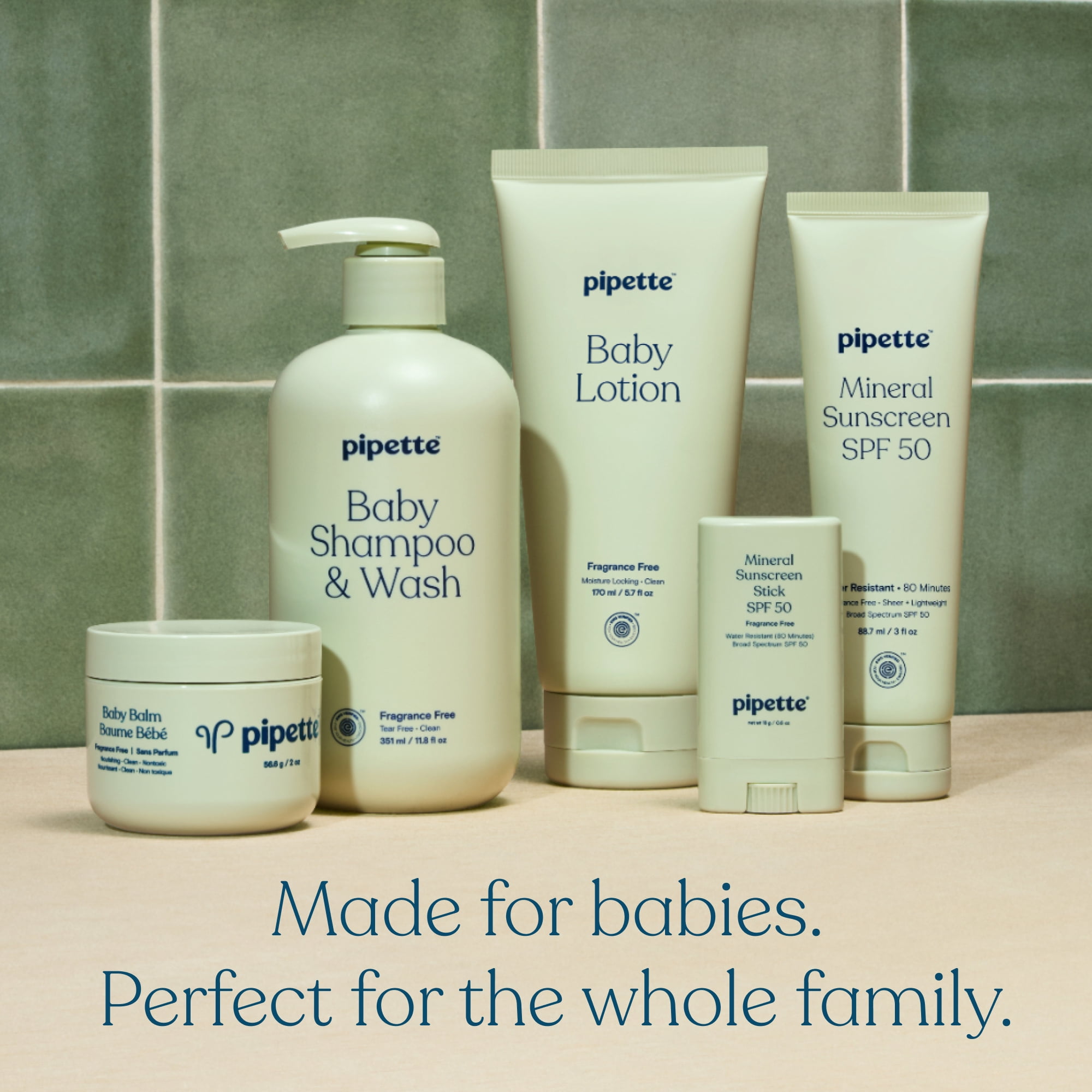 (4 pack) Pipette Tear-Free Baby Shampoo and Wash, Fragrance-Free, 11.8 fl oz