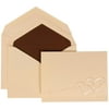 JAM Paper Wedding Invitation Set, Large, 5 1/2 x 7 3/4, Ivory Card with Brown Lined Envelope and Entwined Hearts Set, 50/pack