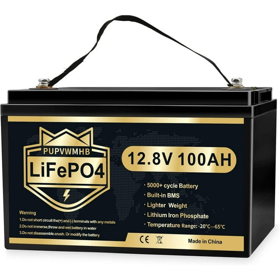 PUPVWMHB LiFePO4 12V 100Ah Automotive Battery with Build-in Battery