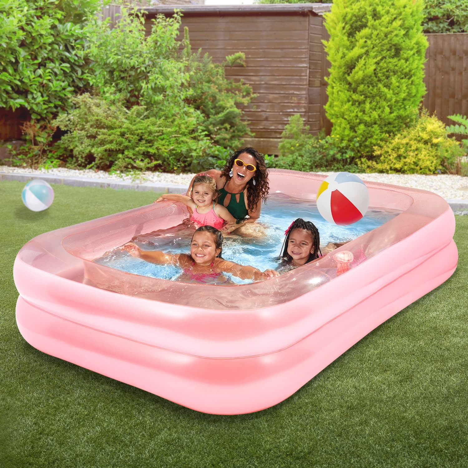Funsicle 8.5ft Blissful Pool, Inflatable Family Swimming Pool, Rose Pink, Rectangular, Age 6 & up