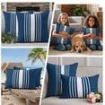 thumbnail image 5 of Navy Blue White Stripe Outdoor Waterproof Pillow Covers, Modern Rustic Vertical Striped Decorative Square Throw Pillowcase Sofa Cushion Sham for Patio/Couch/Chair, 20"x20" 2 Pack, 5 of 8