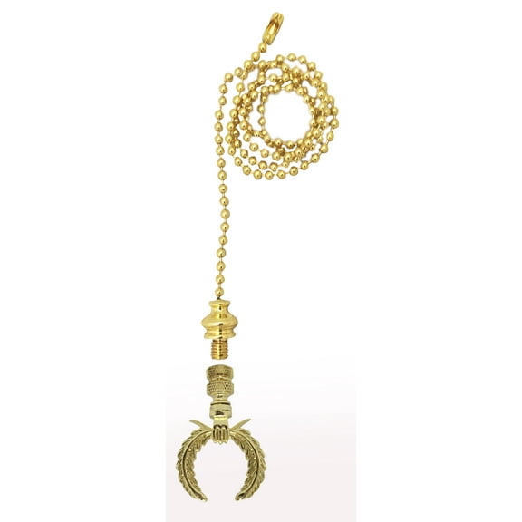 Royal Designs Fan Pull Chain with Laurel Wreath Finial – Polished Brass