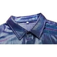 thumbnail image 4 of HXWCHs Men's formal Dress Shirt with Sequins Butofns and Glitter Lapel for Business Casual Work Party Attire S Blue, 4 of 6